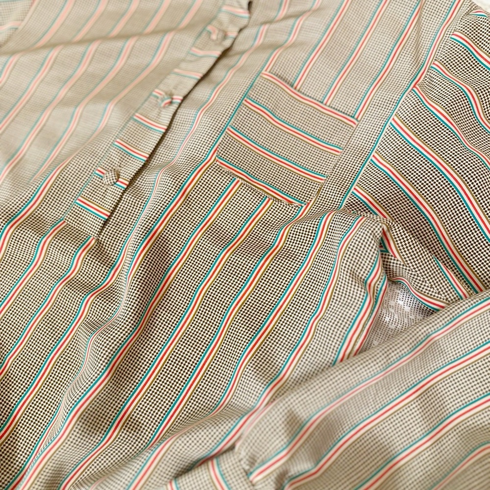 Doncaster Striped Button-Front Maxi Dress in Olive and Red - Picture 4 of 4